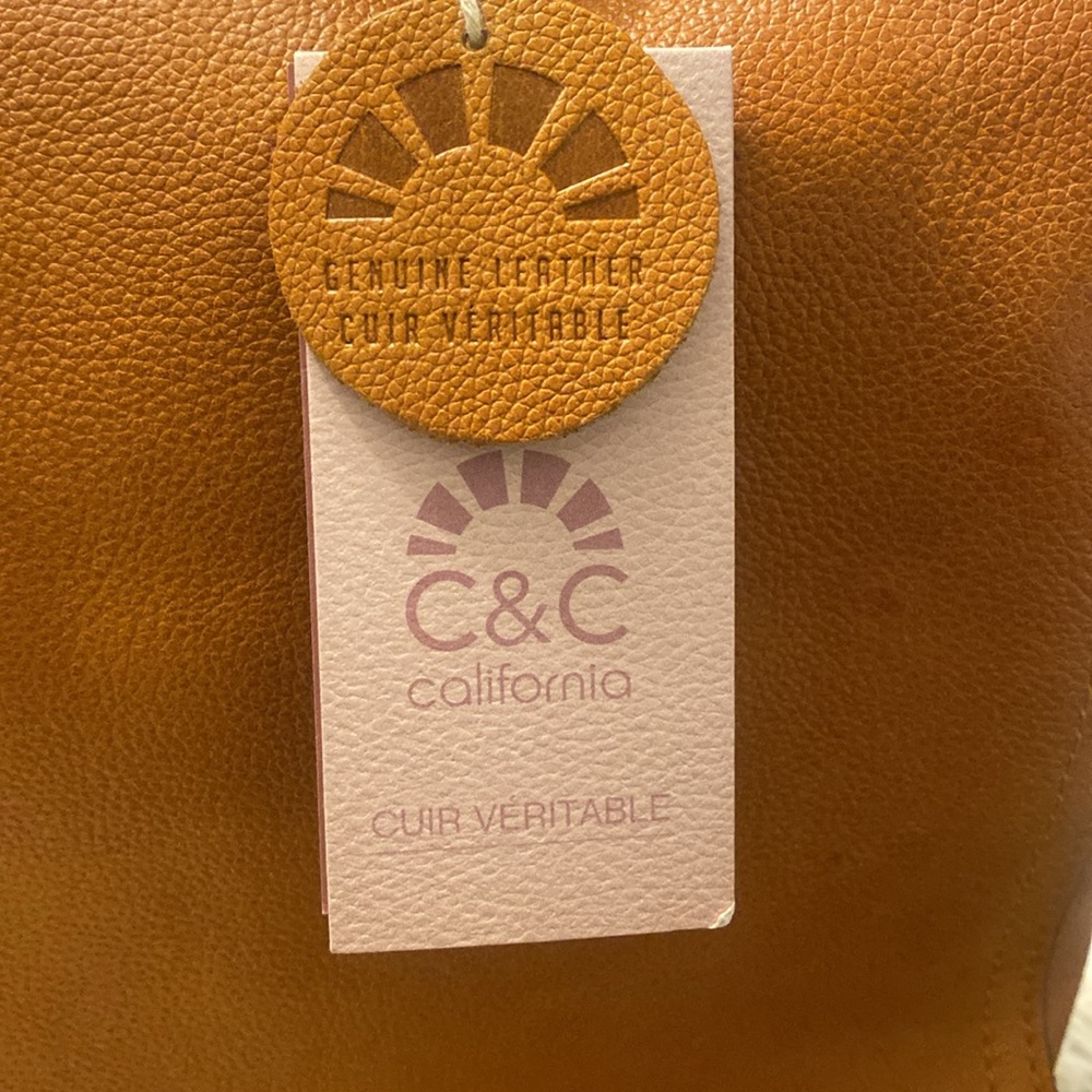 C&C California Tan Leather Women's Satchel with Studs-Brand New - Picture 8 of 11